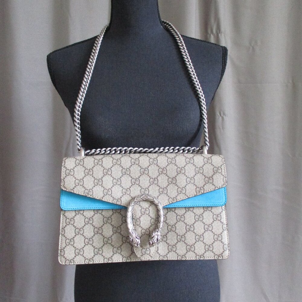 Authentic Gucci Dionysus Shoulder Bag Medium Turquoise Suede Bag So Beautiful!